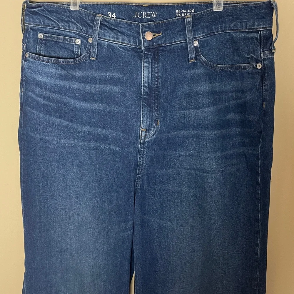 J. Crew Denim Trouser 1996 Semi-Stretch Resin Rinse Wide Leg Jeans Size 34 CC566